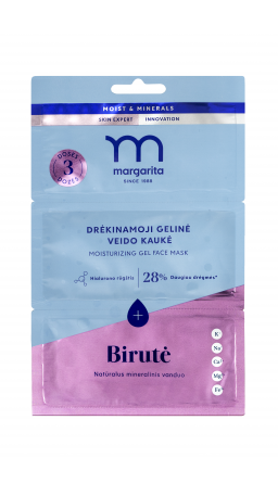 MARGARITA MOIST&MINERALS Gelinė drėkinamoji veido kaukė su "Birutės" mineraliniu vandeniu 3x7ml